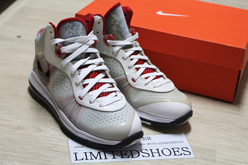 NIKE LEBRON VIII 8 V/2 WHITE BLACK SPORT RED 429676-100 US