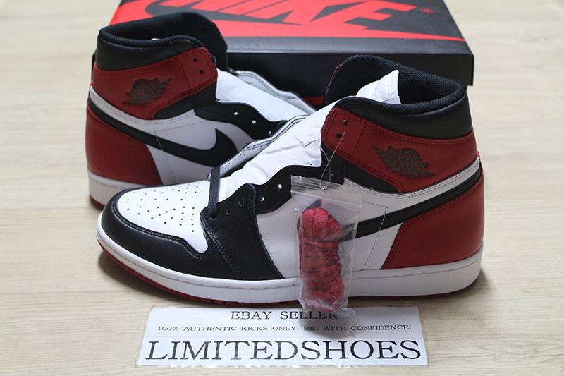 mens air jordan 1 retro high og black toe white