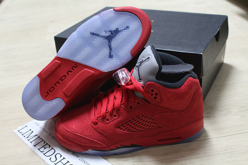 NIKE AIR JORDAN 5 V RETRO BG GS RED SUEDE BLACK 440888-602