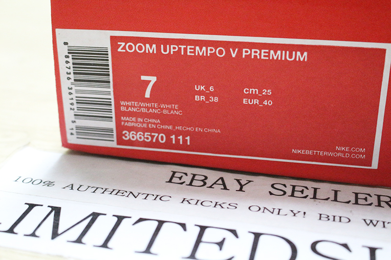 NIKE ZOOM UPTEMPO V 5 PREMIUM TRIPLE WHITE 366570-111 kidd