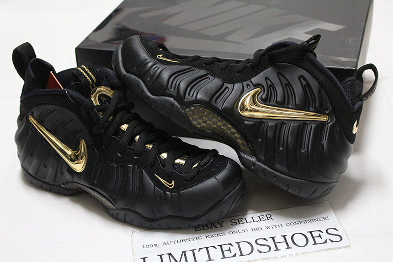 mens black and gold foamposites